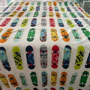 Twin Skateboard Print Duvet Cover